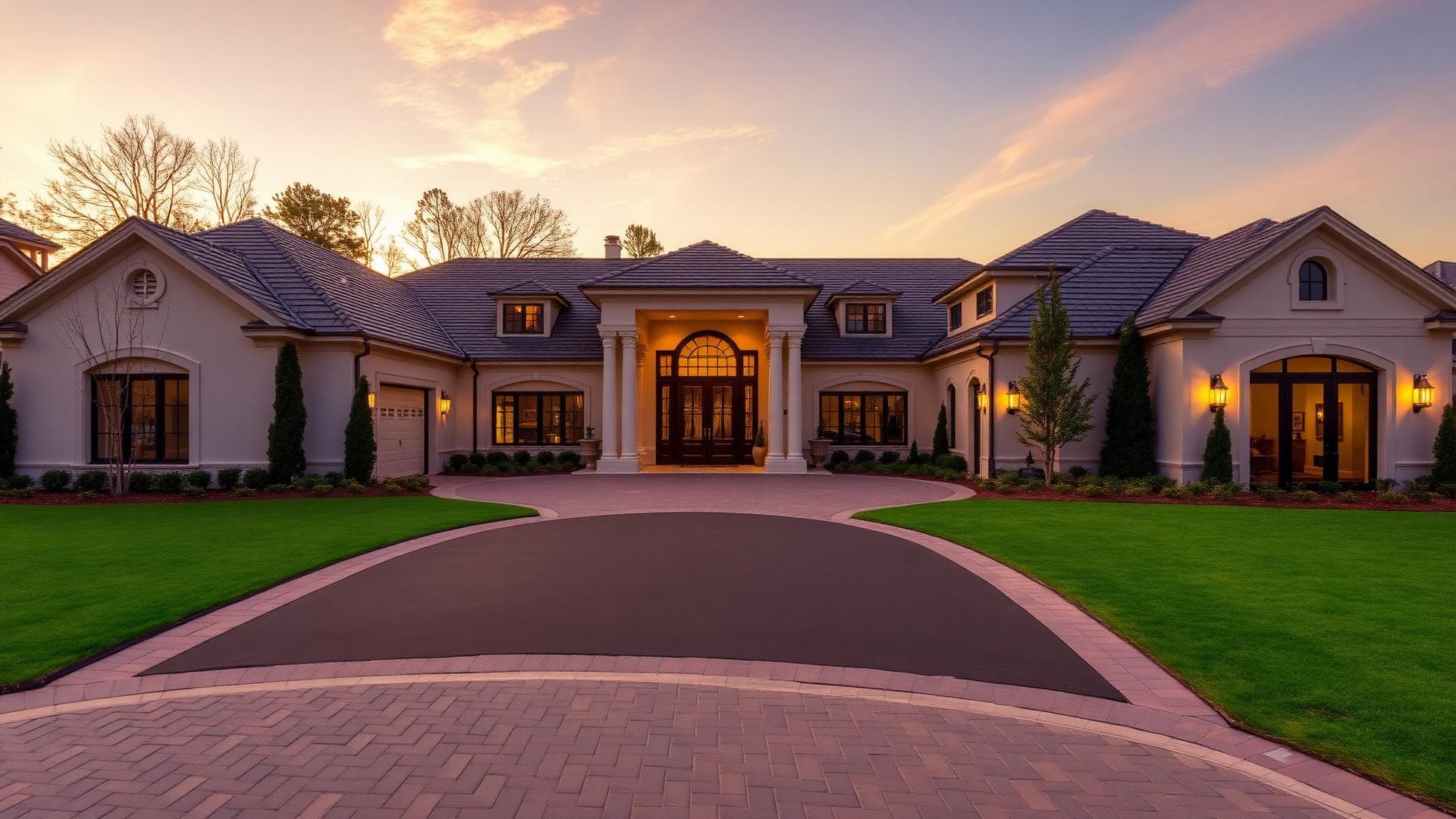 Luxury estate at golden hour